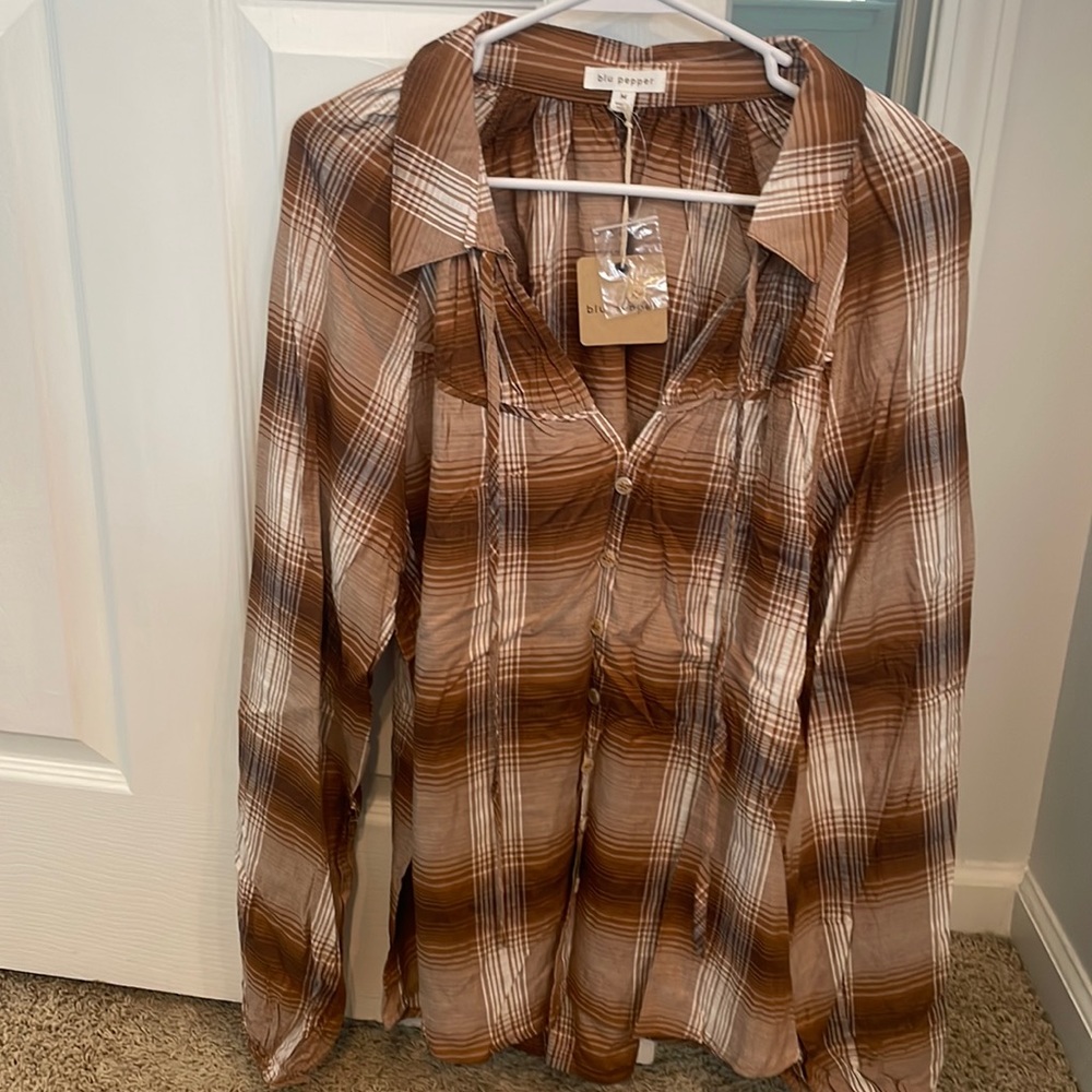 NWT Blu Pepper Boutique plaid top
